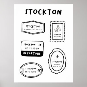 Poster Stockton - Coleção de Carimbo Viagem   Minimalista