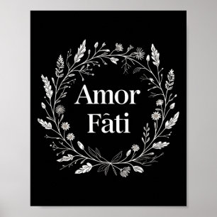 Poster Stoic Minimalist Tee For Women Men Amor Fati Flora