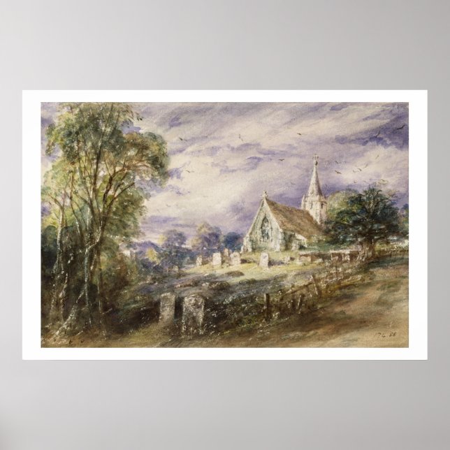 Póster Stoke Poges Church, 1833 (c/c no papel) (Frente)