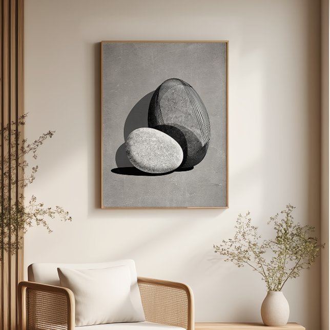 Póster Stone Harmony Abstrato Japandi Mínimo Wall Art (Criador carregado)
