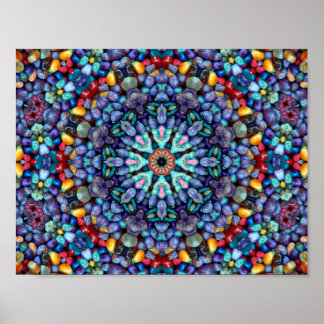 Póster Stone Wonage Vintage Blue Fractal Kaleidoscope