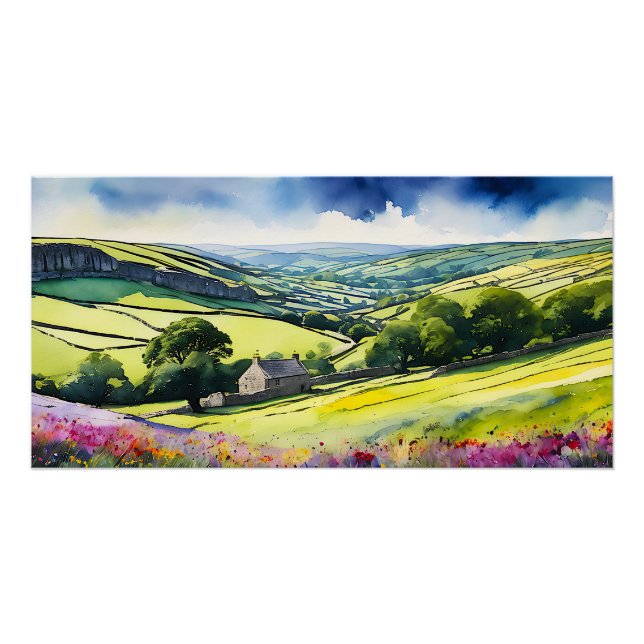 Póster "Stonedale" Wide Landscape Yorkshire Dales Cena (Frente)