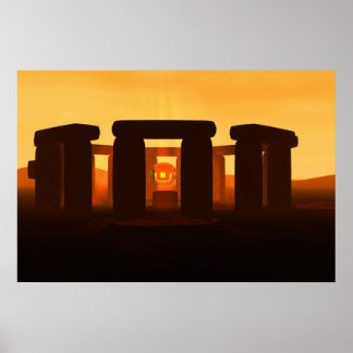 Poster stonehenge em the sunset,