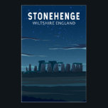 Poster Stonehenge England Viagem Vintage Art<br><div class="desc">Trabalho de arte de vetor Stonehenge. É constituído por um anel exterior de pedras verticais em pé sarsen,  cada uma com cerca de 13 pés de altura,  7 pés de largura e cerca de 25 toneladas,  cunhadas pela ligação de pedras intel horizontais.</div>