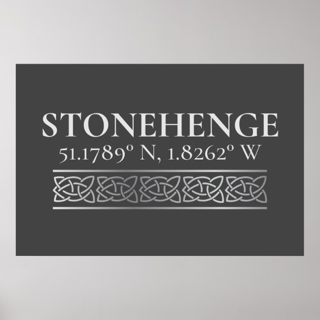 Poster Stonehenge Latitude Longitude Dark (Frente)