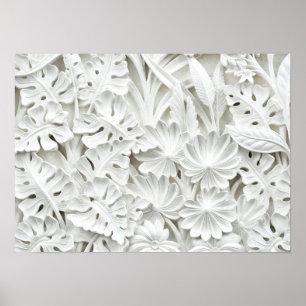 Póster Stonework em um motivo da folha e da flor
