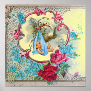Póster STORK BABY BOY CHÁ amarelo