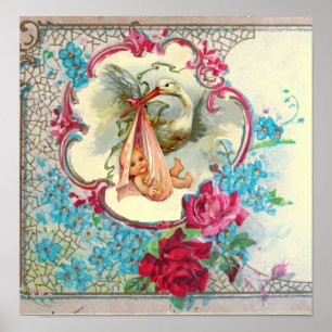 Poster STORK BABY GIRL CHÁ Cream