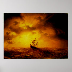 Poster Stormy Sea Antiga obra prima Natureza Vintage Bela