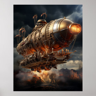 Poster Stormy Voyage: Epic Steampunk Zeppelin