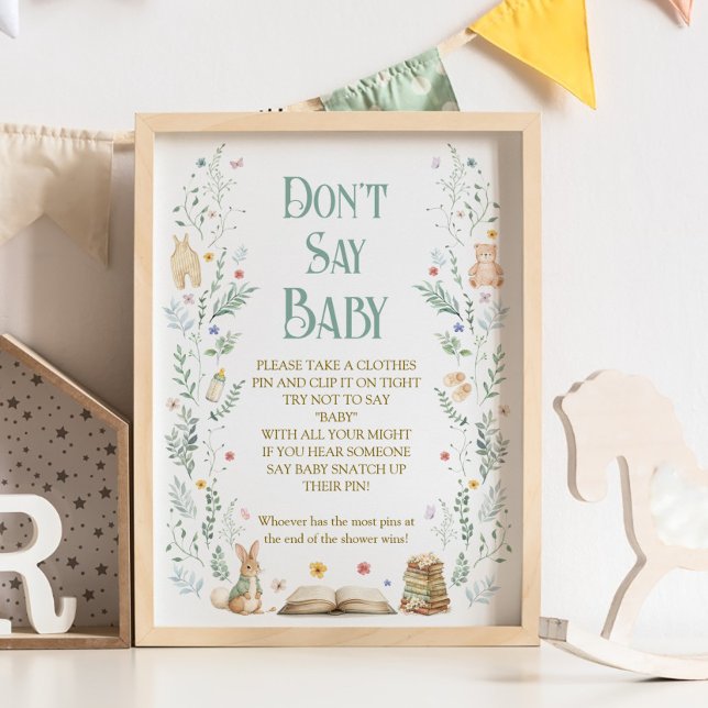 Poster Story Book Baby Shower Don't Say Baby Game (Criador carregado)