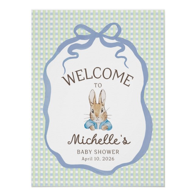 Póster Storybook Garden Rabbit Baby Shower Welcome (Frente)