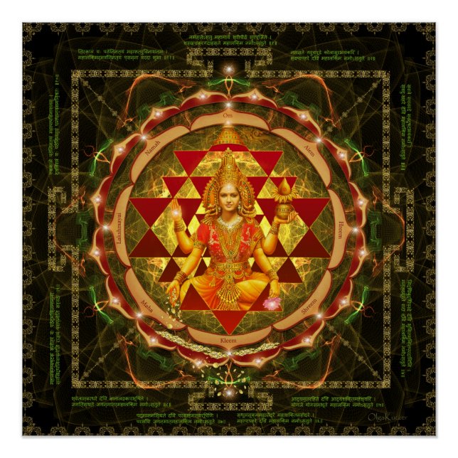 Póster Stotram on Devi Lakshmi - Shri Yantra- Mahalakshmi (Frente)