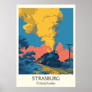 Poster Strasburg Pensilvânia Vintage Steam Train Art