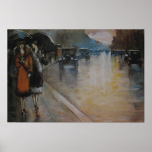 Póster Straße berlinês im REGEN