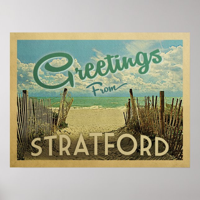 Poster Stratford Connecticut Beach Viagens vintage (Frente)