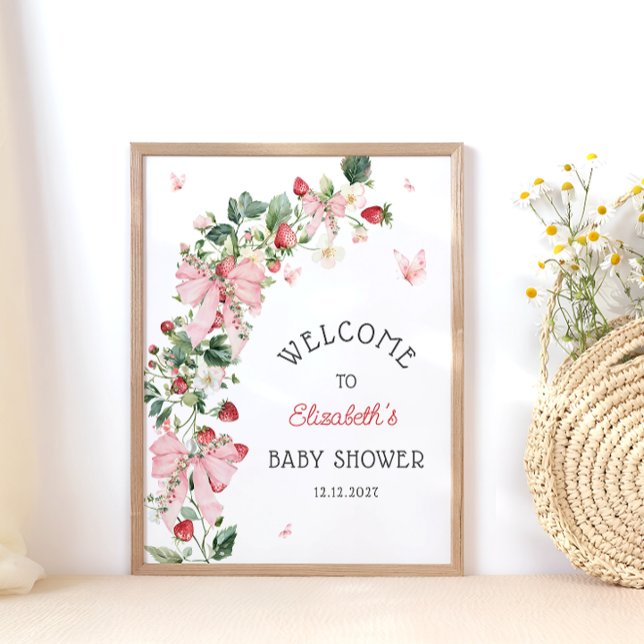 Poster Strawberry Baby Shower Welcome  (Criador carregado)