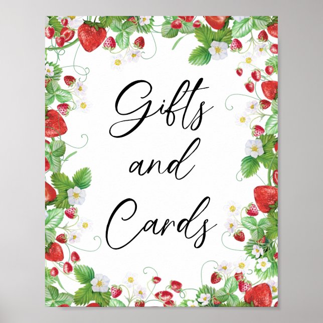 Poster Strawberry Berry Sweet | Chá de fraldas de present (Frente)