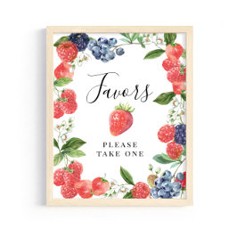 Poster Strawberry Blueberry Favors - Please Take One Sign