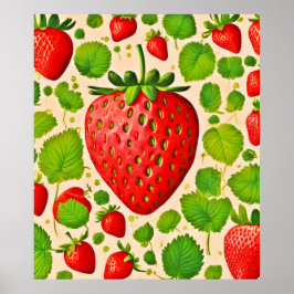 Poster Strawberry Dadaist Trabalho de arte