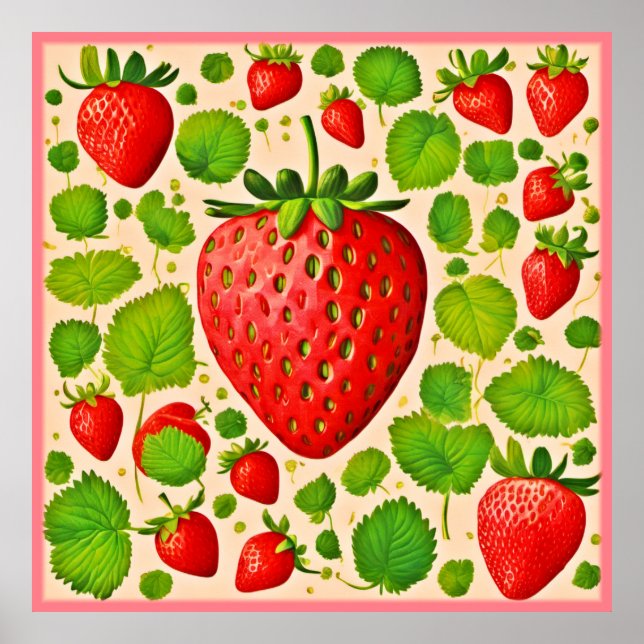 Poster Strawberry Dadaist Trabalho de arte (Frente)