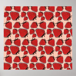 Poster Strawberry Delight: Charme de Padrão Vintage.