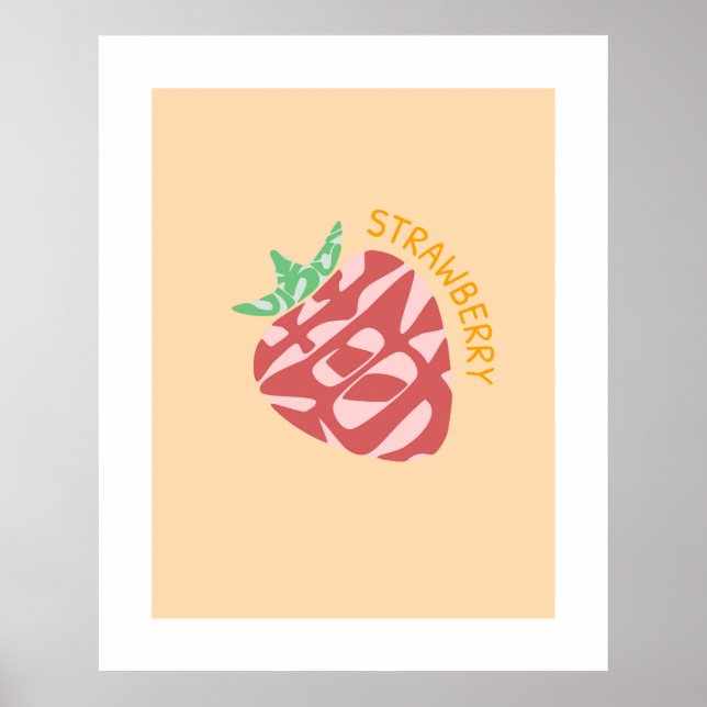 Poster Strawberry Kanji/Hiragana Word Wall Art Japonês (Frente)