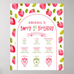 Poster Strawberry Milestones Berry Primeiro Aniversário