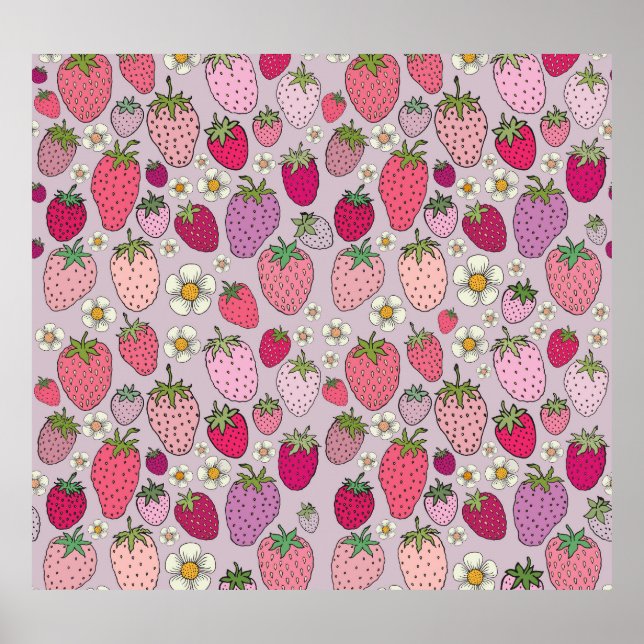 Poster Strawberry Summer Seamless Patterno (Frente)