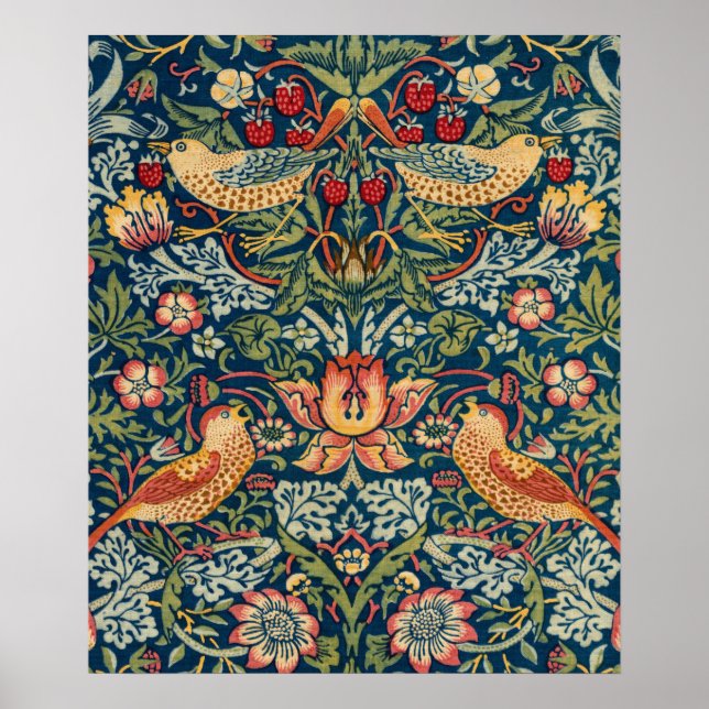 Poster Strawberry Thief por William Morris (Frente)