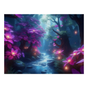 Póster Stream Florestal Encantado - Fantasia das Flores B