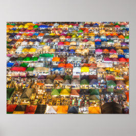 Poster Street Comida Market Rod Fai Bangkok Tailândia