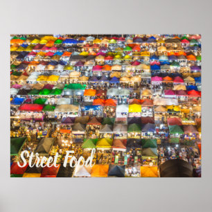 Poster Street Comida Market Rod Fai Bangkok Tailândia