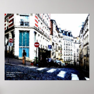 Póster Street Corner em Montmartre, Paris, França