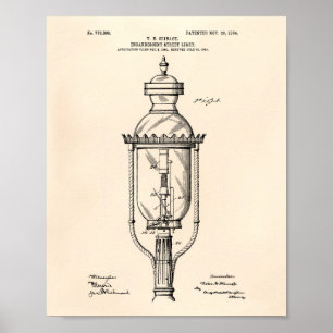 Poster Street Light 1904 Patent Art Old Peper