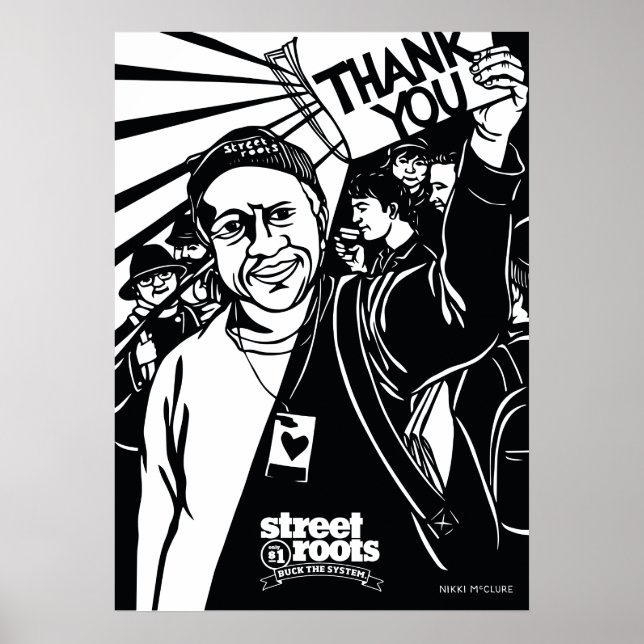 Póster Street Roots Obrigado cobrir - Nikki McClure art (Frente)