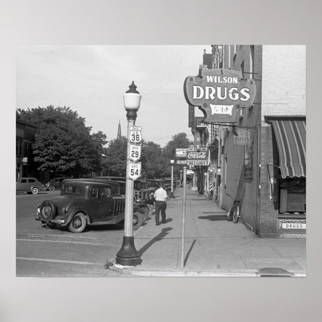 Poster Street Scene Urbana, Ohio, 1938. Vintage Photo (Frente)