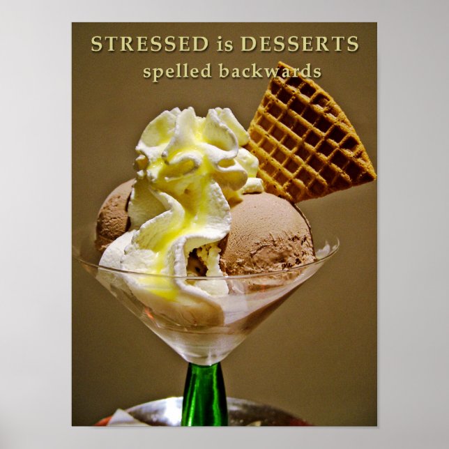 Poster STRESSED é DESSERTS espelhado para trás (Frente)