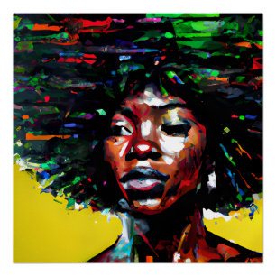 Póster Stribow Hair Black Melanin Afro Queen Crown