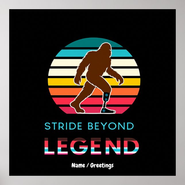 Poster Stride Beyond Legend Sasquatch Amputee Vintage  (Frente)
