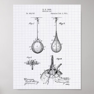 Póster Striking Bag 1891 Patent Art - Lined Peper