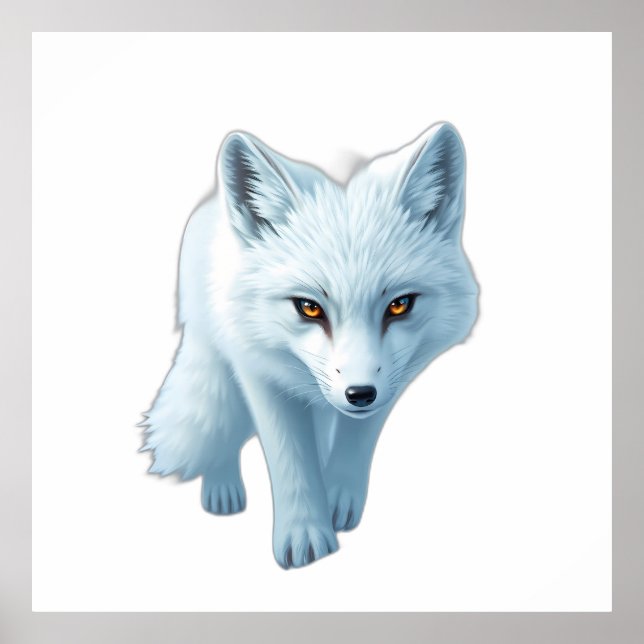 Poster Striking White Arctic Fox with Intense Gaze (Frente)