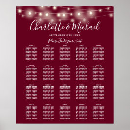 Poster String Lights Burgundy - Gráfico de Assentos de Ca