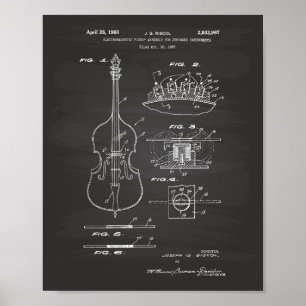 Póster Stringed Instruments 1960 Patent Art Chalkboard