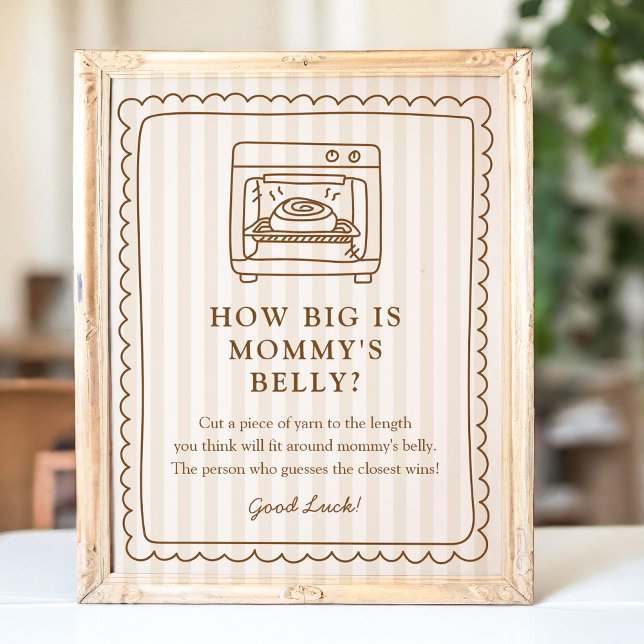 Poster Stripe Bun in the Oven Baby Shower Belly Sign (Criador carregado)