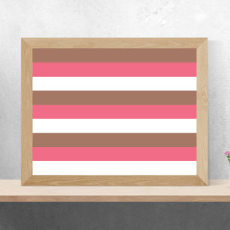 Poster Stripes Mocha Castanho Cor-de-Rosa Branco