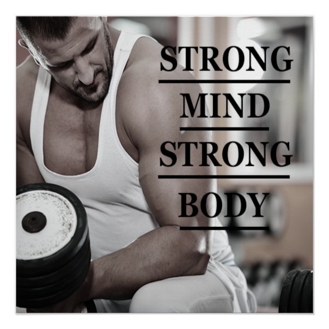 Póster Strong Mind Strong Body Motivational Poster (Frente)