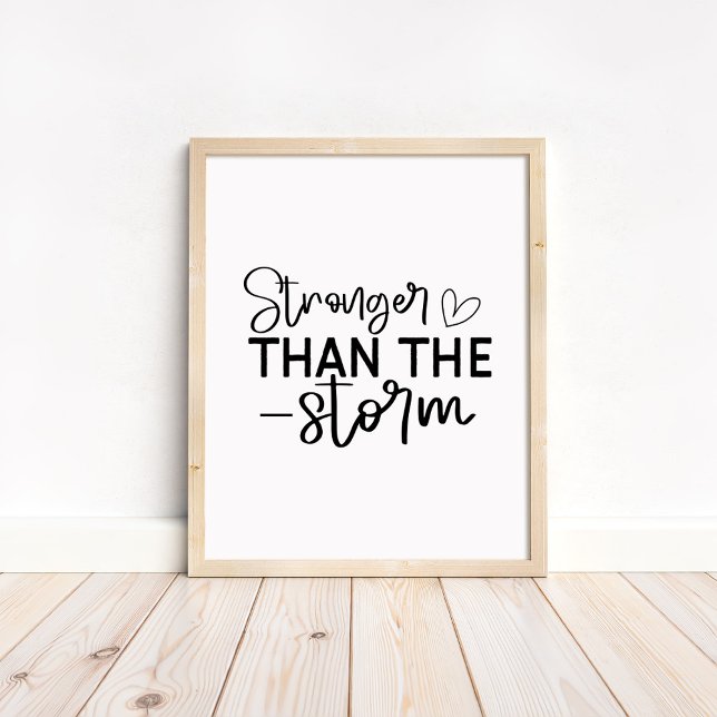 Poster Stronger Than the Storm - Minimalist Motivational (Stronger Than the Storm - Minimalist Motivational Poster in a neutral wooden frame)