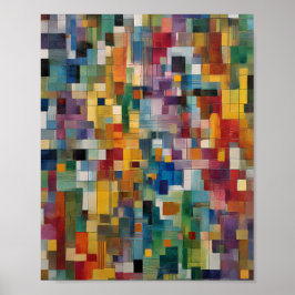 Poster Structural Chaos Art: Technical Grid Break Tile