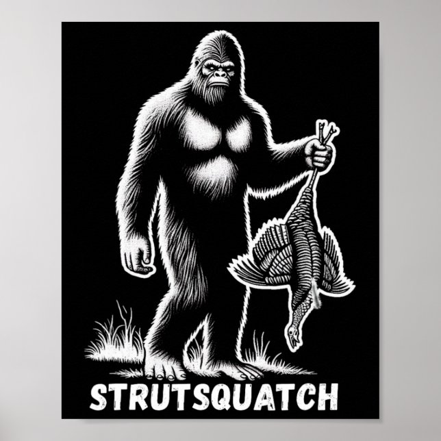 Poster Strutsquatch Bigfoot Sasquatch Engraçado Juventude (Frente)